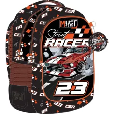 Luna: Mochila escolar redondeada Must Team Street Racer de 3 compartimentos, mochila 32x18x43cm