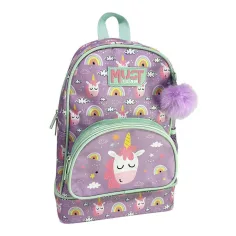 Luna: Mochila isotérmica redondeada de jardín de infancia con estampado de unicornio del equipo Must 25x14x36cm
