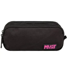 Luna: Must Team Monochrome negro-rosa estuche cilíndrico con 2 bolsillos