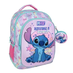 Luna: Must Team Stitch Having a Blast mochila escolar redondeada de 3 compartimentos, mochila 32x18x43cm