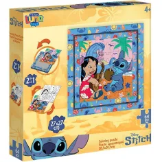Luna: Puzzle coloreable enmarcado de 64 piezas con ambiente hawaiano de Stitch