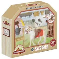 Luna: Rancho de Caballos caballo blanco con cercado y accesorios set de juego de 18 piezas
