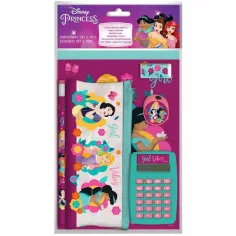 Luna: Set de papelería de Princesas Disney con calculadora, paquete de 6 piezas