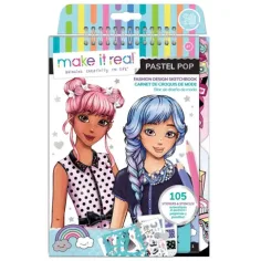 Make it Real: Cuaderno de bocetos de diseñadora de moda con accesorios - Pastel Pop