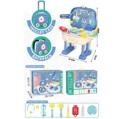 Maletín médico 2 en 1 azul con ruedas