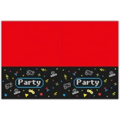 Mantel de plástico rojo-negro con diseño gamer 120x180cm