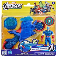 Marvel: Capitán América con moto y lanzador de escudo - Hasbro