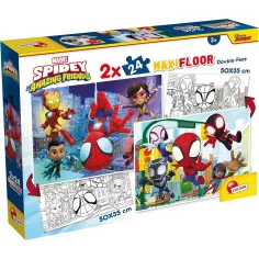 Marvel Spidey 2 en 1 maxi 2x24 piezas puzzle y colorear 50x35cm - Lisciani