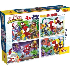 Marvel Spidey 2 en 1 maxi 4x48 piezas puzzle y colorear 35x25cm - Lisciani