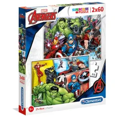 Marvel Vengadores Supercolor 2 en 1 puzzle 2x60 piezas - Clementoni