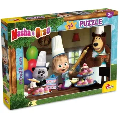 Masha y el oso horneando muffins rompecabezas de 24 piezas 50x35cm - Lisciani