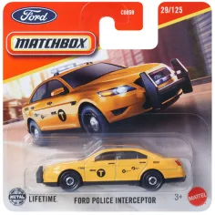 Matchbox: Ford Police Interceptor coche de policía amarillo 1/64 - Mattel