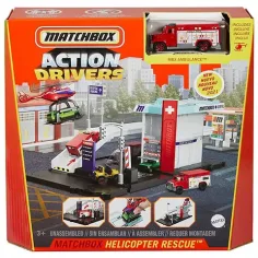 Matchbox: Juego de estación de rescate con helicóptero - Mattel