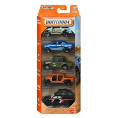 Matchbox: Set de 5 coches pequeños de camping todoterreno 1/64 - Mattel