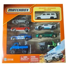Matchbox: Set de 8 coches pequeños con coche exclusivo Jeep Wagoneer 2022 - Mattel