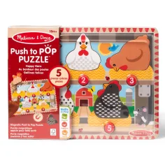 Melissa&Doug Push to Pop Puzzle – Puzzle de madera de gallinas felices - Spin Master