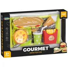 Menú de bar de sándwich gourmet con bandeja