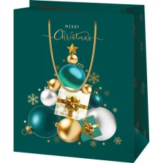 imagen de Merry Christmas bolsa de regalo exclusiva de gran tamaño verde 26x13x33cm 1
