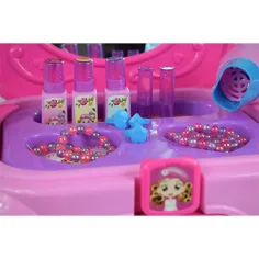 imagen de Mesa de belleza portátil con asiento, joyas y accesorios de belleza 3