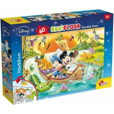 Mickey Mouse 2 en 1 60 piezas maxi puzzle y colorear 70x50cm - Lisciani