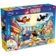 Mickey Mouse - El detective 2 en 1 rompecabezas y colorear de 108 piezas 50x35cm - Lisciani