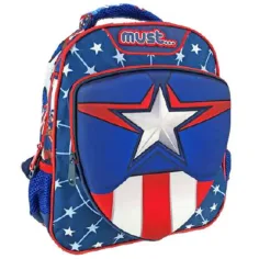 Mochila de jardín de infancia 3D de Capitán América 27x10x31cm