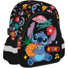 Mochila de jardín de infantes negra Disney Stitch Aloha 29x22x9 cm