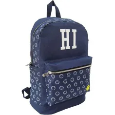 Mochila escolar azul Smiley, mochila 30x20x42 cm