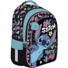 Mochila escolar de 4 compartimentos con estampado de Disney Stitch, mochila azul con pompón BPL58 40x29x19 cm