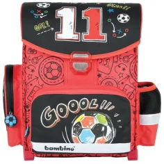 Mochila escolar ergonómica de fútbol negra-roja, mochila 36x27x14cm - Bambino