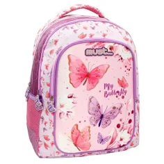 Mochila escolar Must Mariposa 3 compartimentos 3D, mochila 32x18x43cm