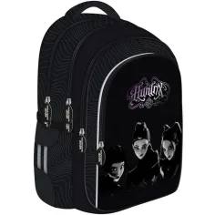 Mochila escolar negra de 4 compartimentos K-POP Demon Hunters, mochila BPL60 43x32x20 cm