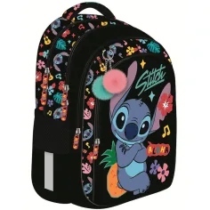 Mochila escolar negra de Stitch aloha, mochila BPL58 40x29x19cm