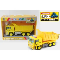 Modelo de camión volquete color amarillo de 27 cm