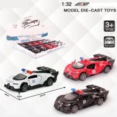 Modelo de coche de metal Bugatti de policía a tracción trasera en varias versiones 1/32