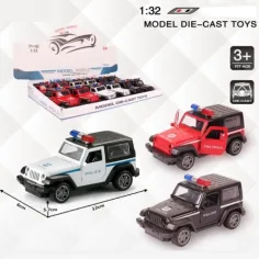 Modelo de coche de metal Jeep Wrangler de policía con retroceso en varias versiones 1/32