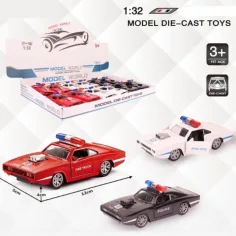 Modelo de coche de policía de metal de arrastre Muscle Car en varias versiones 1/32