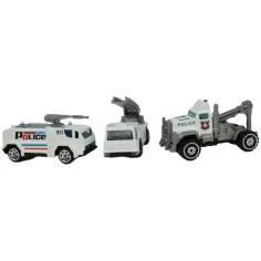 imagen de Modelo de coche: Set de vehículos de servicio público de 16 piezas, de rescate, bomberos, militares y maquinaria 3