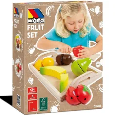 Molto: Juego de frutas de madera con bandeja de 9 piezas