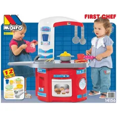 Molto: Mi primera cocina de juguete roja set de 12 piezas 65x27x68cm