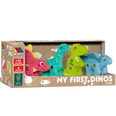 Molto: Nature Primer paquete de figuras de dinosaurios de madera de 4 piezas