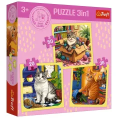 imagen de Momentos felices de gatos 3 en 1 rompecabezas de 50, 36 y 20 piezas - Trefl 1