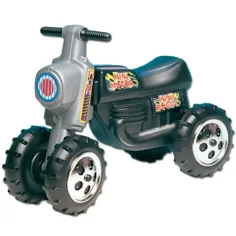 Motocicleta de cross negra de pedal con 4 ruedas - D-Toys