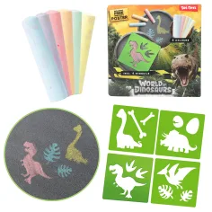 Mundo de Dinosaurios: Set de tiza de asfalto con plantillas de dinosaurios