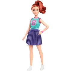 imagen de Muñeca Barbie Fashionista estilosa con cabello rojo y falda morada - Mattel 2