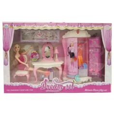 Muñeca de moda con armario y accesorios