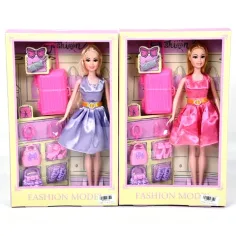 Muñeca de moda con maleta y accesorios en dos versiones de 29cm