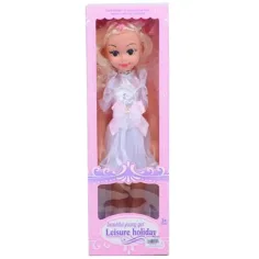 Muñeca de moda de 46 cm con cabello rubio en vestido de fiesta con efectos de sonido