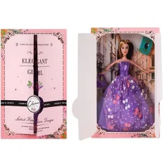 Muñeca de Moda Elegante con Accesorios en Vestido Morado de 30cm