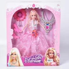 Muñeca de moda princesa con collar y otros accesorios